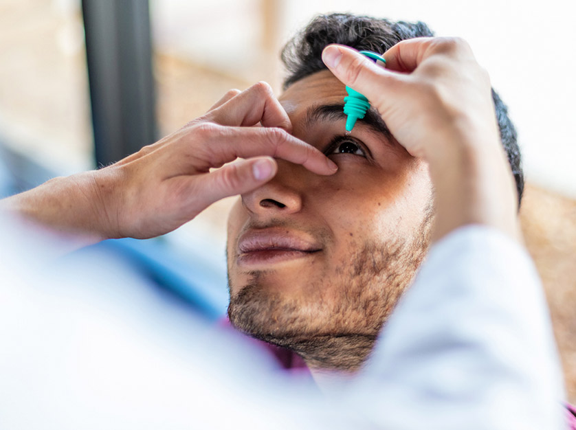 Patient receiving comfortable dry eye treatment